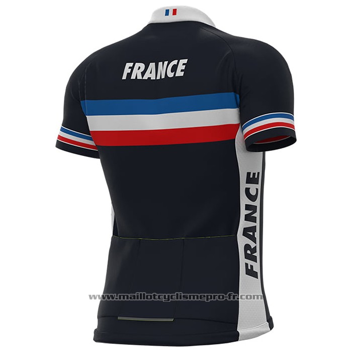 2021 Maillot Cyclisme France Fonce Bleu Manches Courtes Et Cuissard
